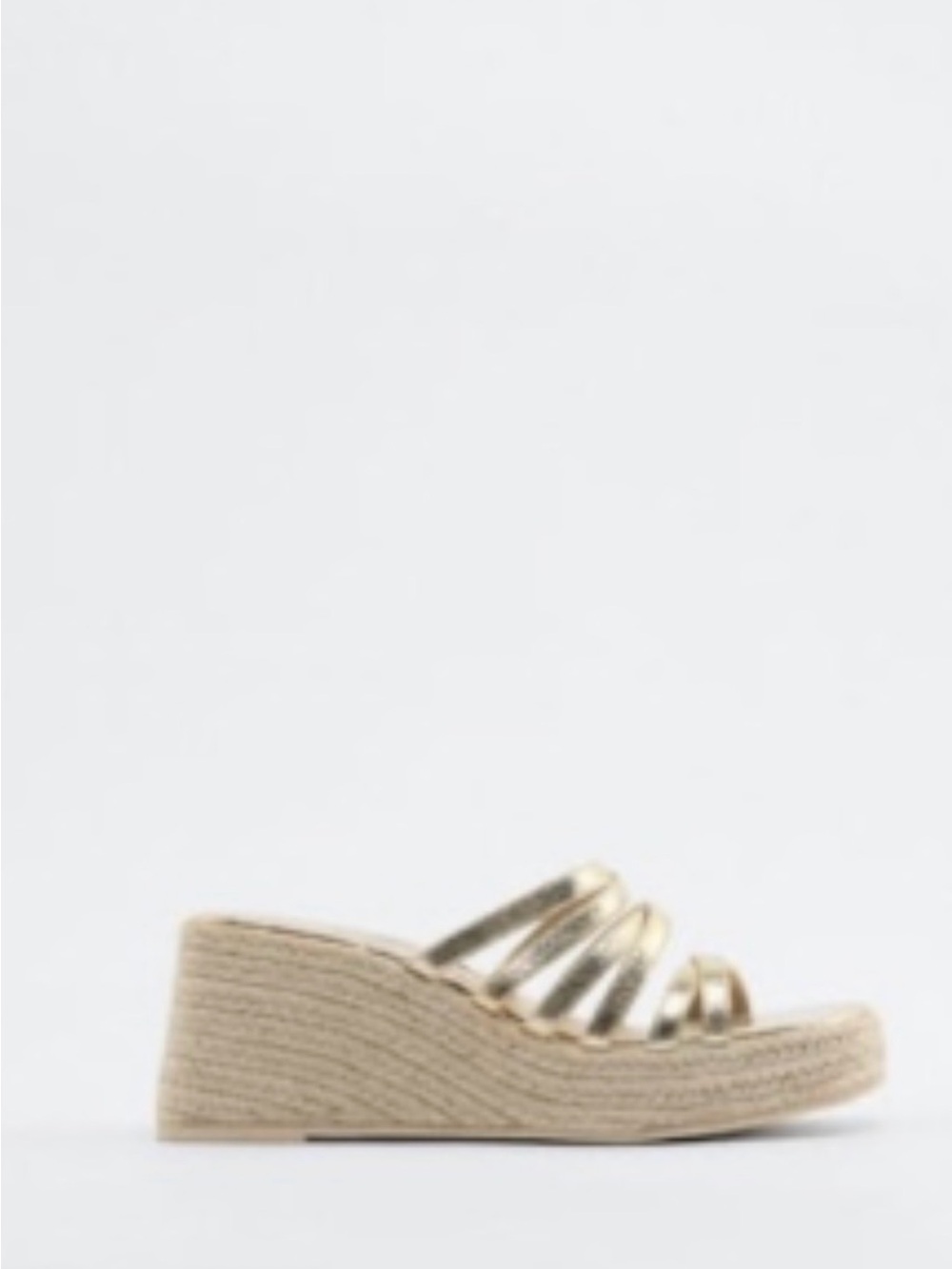 Zara Metallic Gold Wedge Espadrille Slide